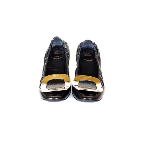 ROGER VIVIER 37 Black Patent Leather Kitten Heel Pump *LOVELY* Womens Si… - Picture 1 of 11